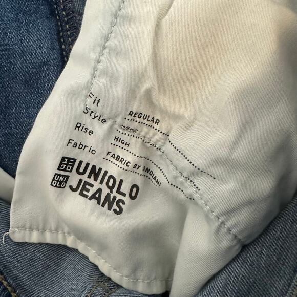 Uniqlo Womens High Rise Regular Fit Crop Wide Leg Medium Blue Denim Jeans 25 - Picture 9 of 9